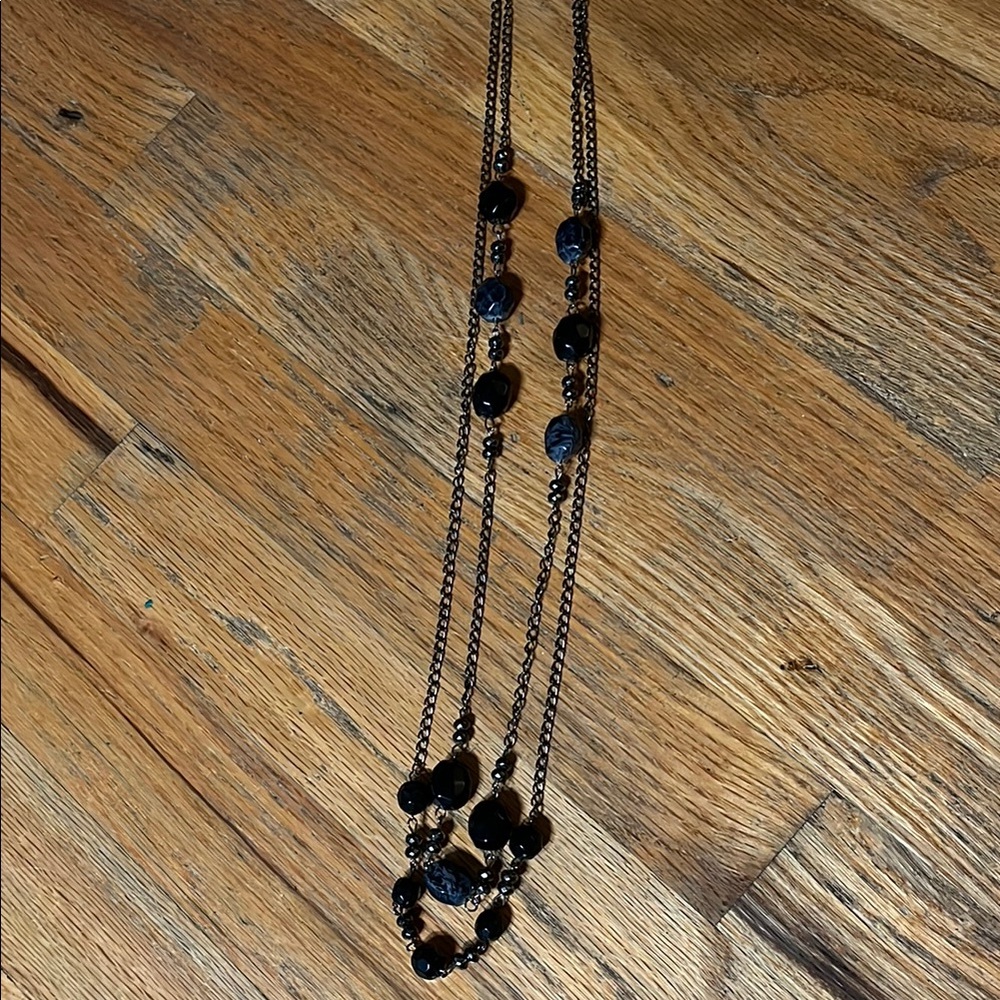 Double strand black and gray necklace set.